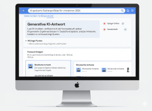 Google Search Generative Experience showing AI-generated answers and SEO visibility for German businesses