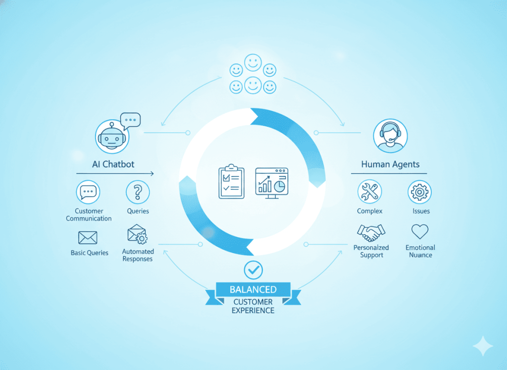 Customer support strategy combining AI automation and human assistance