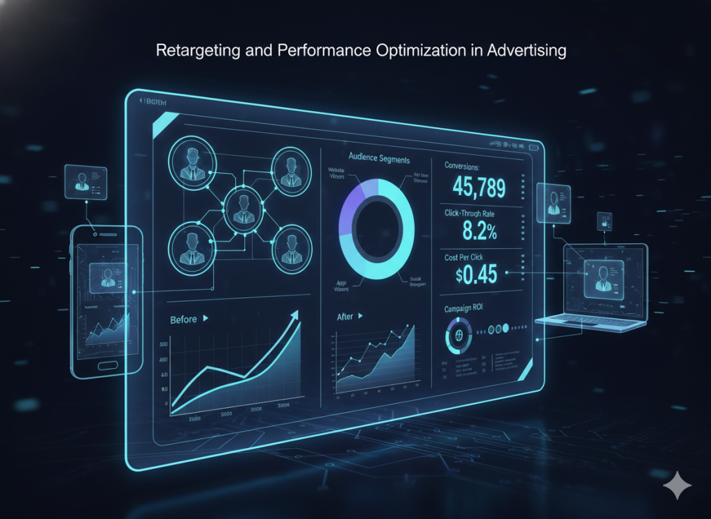 Retargeting ads and analytics dashboard improving cross-channel campaign performance