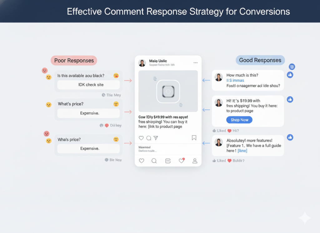 Brand responding to social media comments with clear and engaging replies