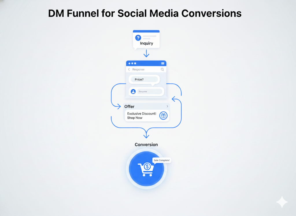 Direct message funnel turning social media conversations into conversions