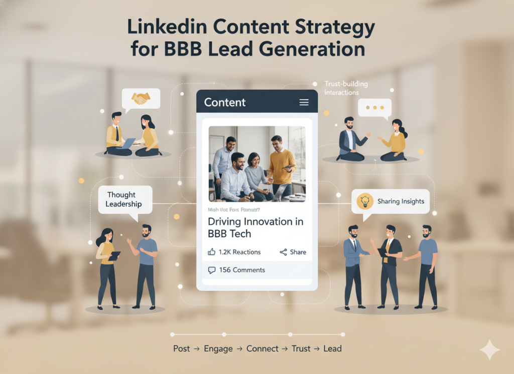 LinkedIn content and engagement strategy building B2B relationships and generating leads