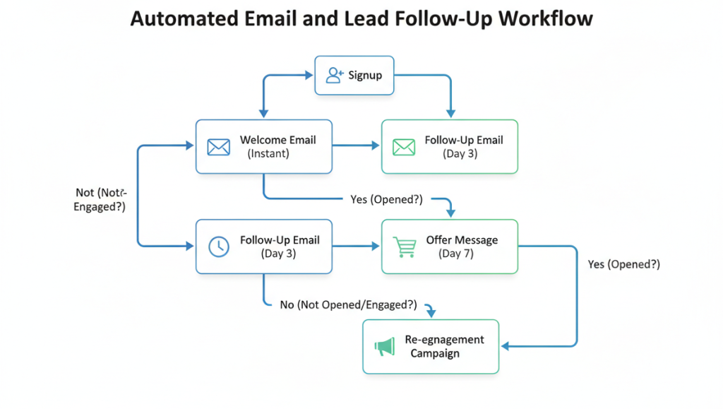 Automated email sequence and lead nurturing workflow in marketing automation