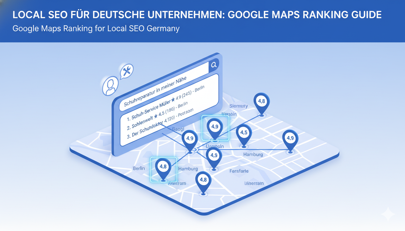 Google Maps showing local business rankings and search results in Germany